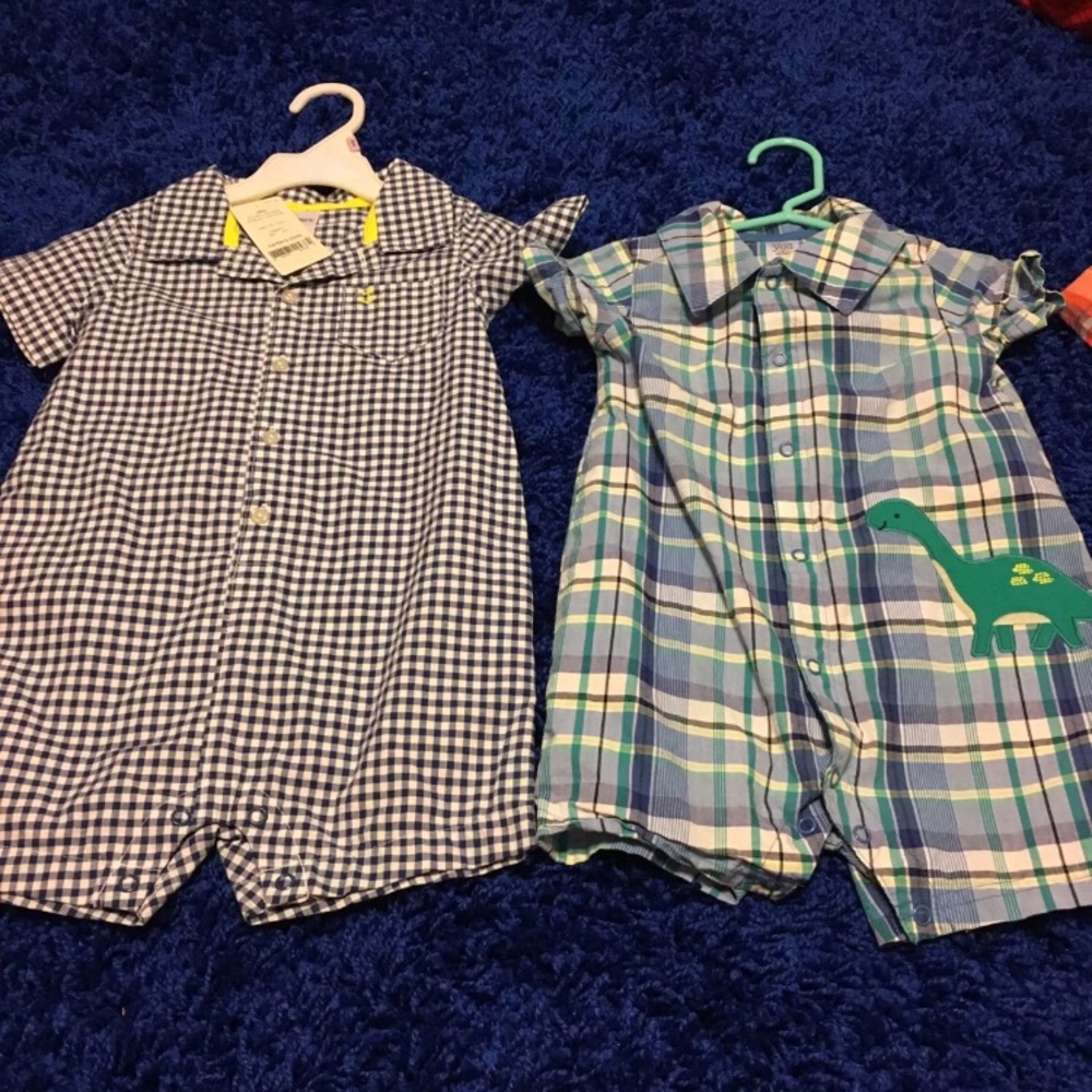 2 Carter’s Plaid Rompers